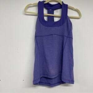Lululemon Purple Striped T Back Tank Top Womens 8 Athletic Gorpcore Shirt Gym